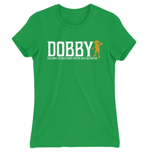 Zöld Harry Potter női rövid ujjú póló - Dobby saves Harry