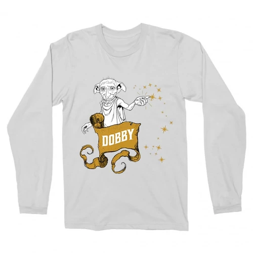 Fehér Harry Potter férfi hosszú ujjú póló - Dobby