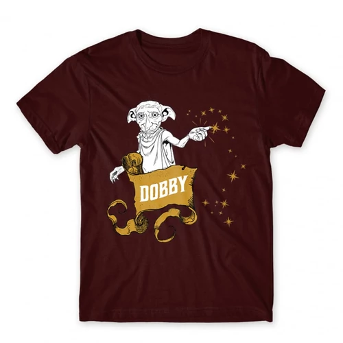 Bordó Harry Potter férfi rövid ujjú póló - Dobby