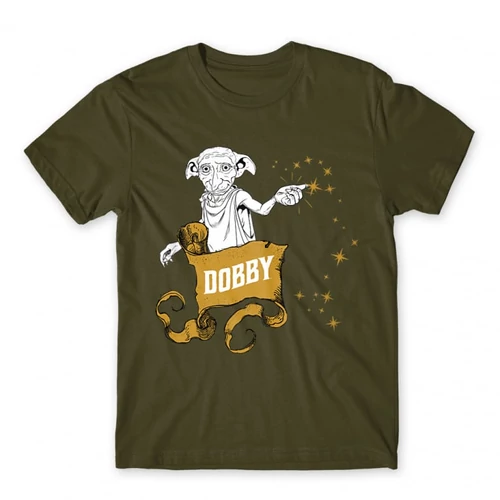 Khaki Harry Potter férfi rövid ujjú póló - Dobby