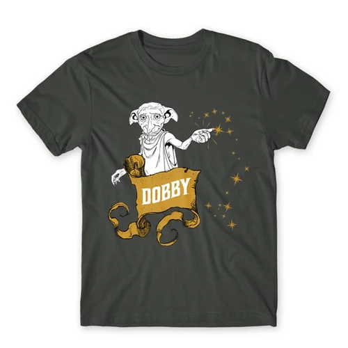 Sötétszürke Harry Potter férfi rövid ujjú póló - Dobby