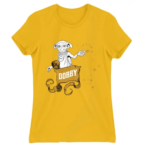 Sárga Harry Potter női rövid ujjú póló - Dobby
