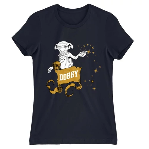 Sötétkék Harry Potter női rövid ujjú póló - Dobby