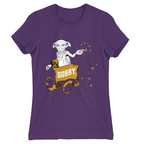 Sötétlila Harry Potter női rövid ujjú póló - Dobby