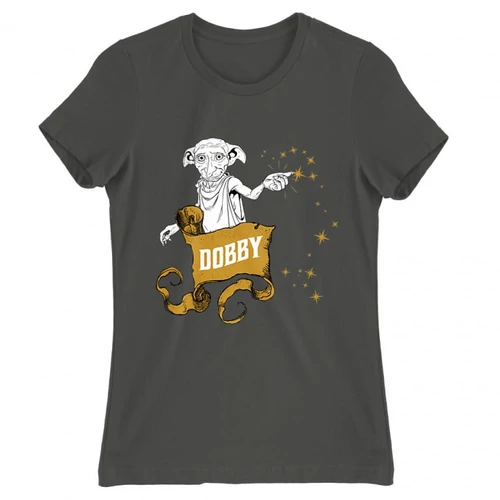 Sötétszürke Harry Potter női rövid ujjú póló - Dobby