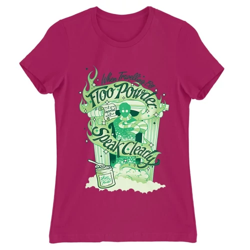 Pink Harry Potter női rövid ujjú póló - Floo powder