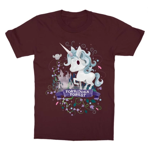 Bordó Harry Potter gyerek rövid ujjú póló - Forbidden Forest Watercolor