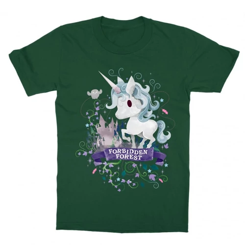 Sötétzöld Harry Potter gyerek rövid ujjú póló - Forbidden Forest Watercolor