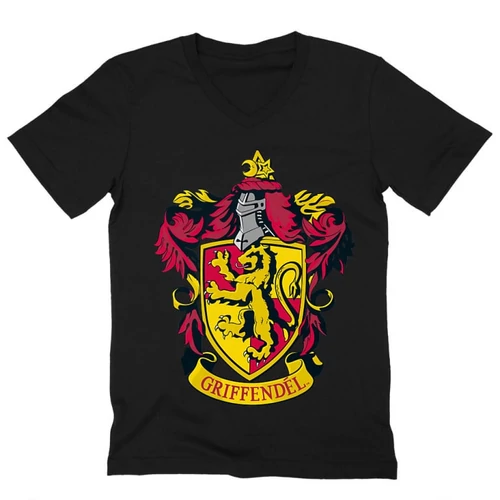 Fekete Harry Potter férfi V-nyakú póló - Griffendél logó