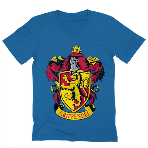 Királykék Harry Potter férfi V-nyakú póló - Griffendél logó
