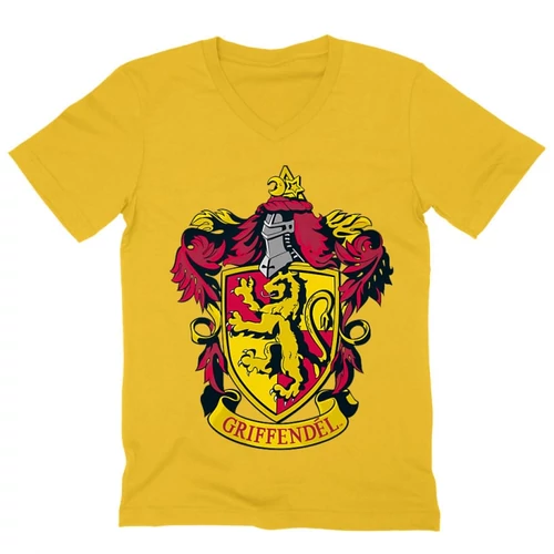 Sárga Harry Potter férfi V-nyakú póló - Griffendél logó