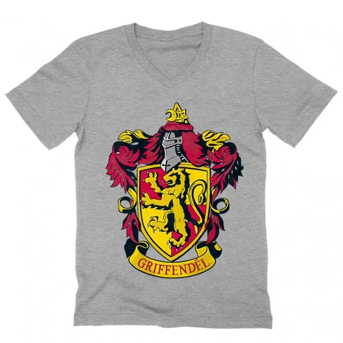 Sportszürke Harry Potter férfi V-nyakú póló - Griffendél logó