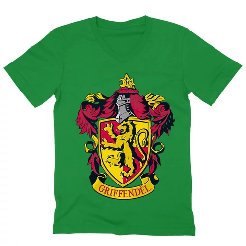 Zöld Harry Potter férfi V-nyakú póló - Griffendél logó