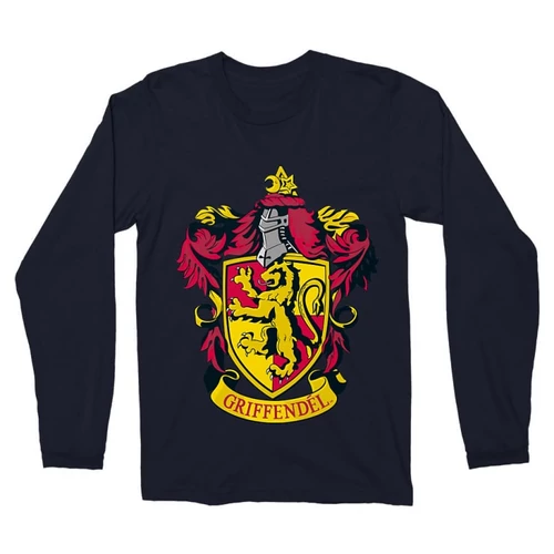 Sötétkék Harry Potter férfi hosszú ujjú póló - Griffendél logó