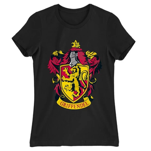 Fekete Harry Potter női rövid ujjú póló - Griffendél logó