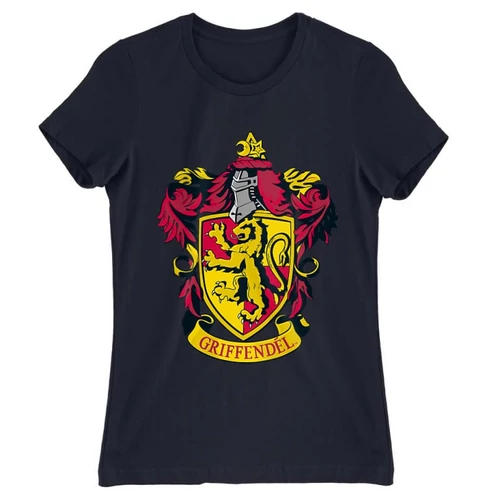 Sötétkék Harry Potter női rövid ujjú póló - Griffendél logó