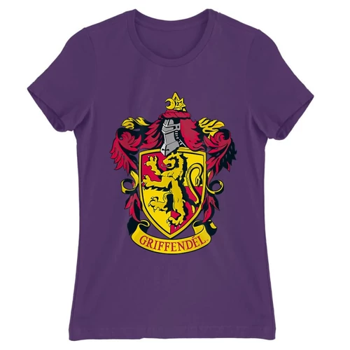 Sötétlila Harry Potter női rövid ujjú póló - Griffendél logó