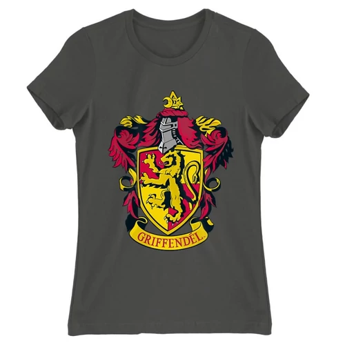 Sötétszürke Harry Potter női rövid ujjú póló - Griffendél logó