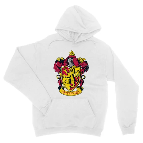 Fehér vHarry Potter unisex kapucnis pulóver - Griffendél logó