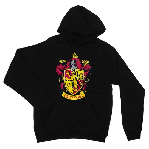 Fekete Harry Potter unisex kapucnis pulóver - Griffendél logó