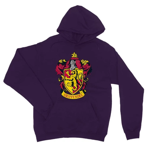 Sötétlila Harry Potter unisex kapucnis pulóver - Griffendél logó