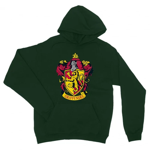 Sötétzöld Harry Potter unisex kapucnis pulóver - Griffendél logó