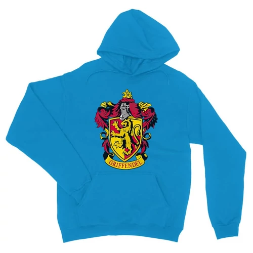 Zafírkék Harry Potter unisex kapucnis pulóver - Griffendél logó