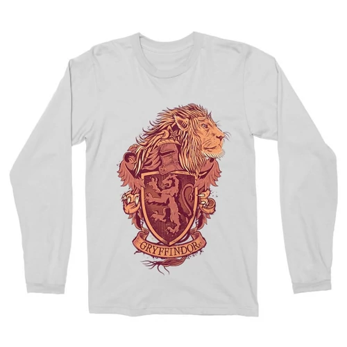 Fehér Harry Potter férfi hosszú ujjú póló - Gryffindor