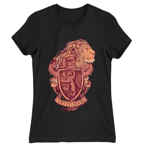 Fekete Harry Potter női rövid ujjú póló - Gryffindor