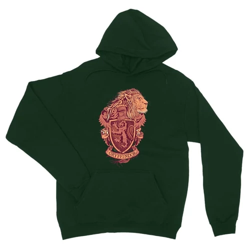 Sötétzöld Harry Potter unisex kapucnis pulóver - Gryffindor