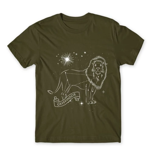 Khaki Harry Potter férfi rövid ujjú póló - Gryffindor Constellation