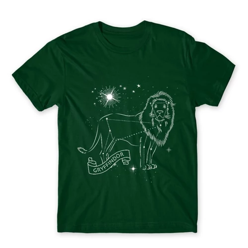 Sötétzöld Harry Potter férfi rövid ujjú póló - Gryffindor Constellation