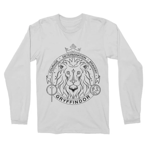 Fehér Harry Potter férfi hosszú ujjú póló - Gryffindor Lineart