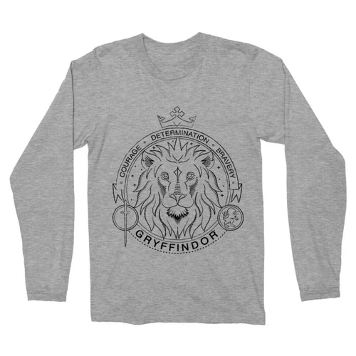 Sportszürke Harry Potter férfi hosszú ujjú póló - Gryffindor Lineart