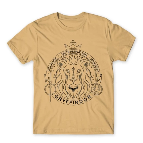Homok Harry Potter férfi rövid ujjú póló - Gryffindor Lineart