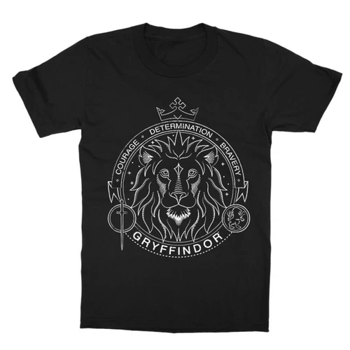 Fekete Harry Potter gyerek rövid ujjú póló - Gryffindor Lineart