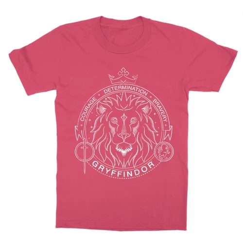 Pink Harry Potter gyerek rövid ujjú póló - Gryffindor Lineart