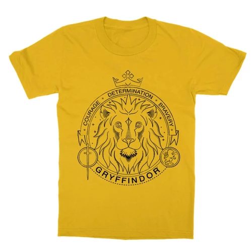 Sárga Harry Potter gyerek rövid ujjú póló - Gryffindor Lineart