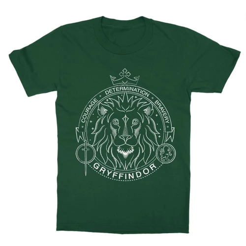 Sötétzöld Harry Potter gyerek rövid ujjú póló - Gryffindor Lineart
