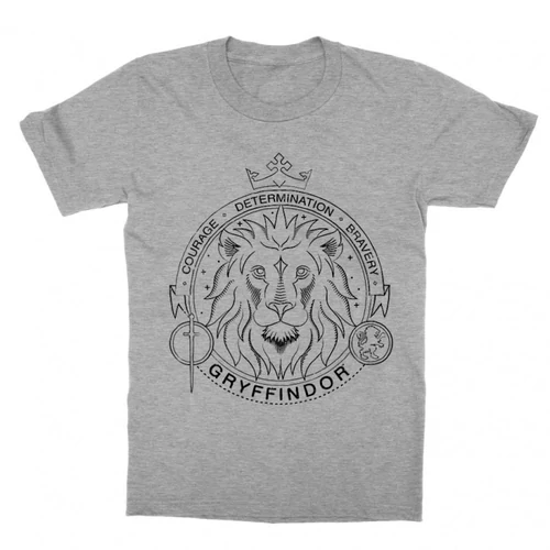 Sportszürke Harry Potter gyerek rövid ujjú póló - Gryffindor Lineart