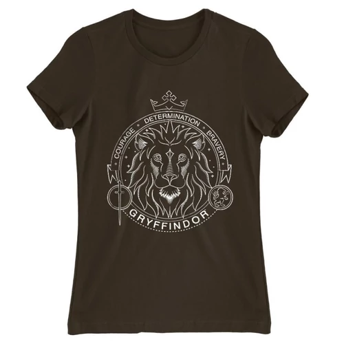 Barna Harry Potter női rövid ujjú póló - Gryffindor Lineart