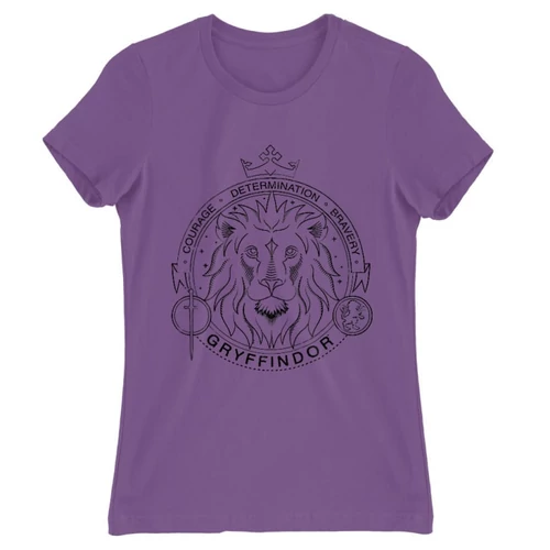 Világoslila Harry Potter női rövid ujjú póló - Gryffindor Lineart