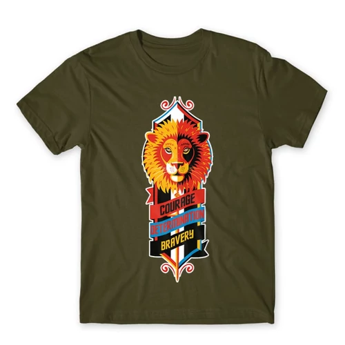 Khaki Harry Potter férfi rövid ujjú póló - Gryffindor values