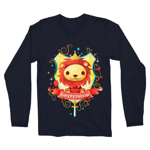 Sötétkék Harry Potter férfi hosszú ujjú póló - Gryffindor Watercolor