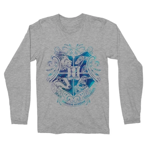 Sportszürke Harry Potter férfi hosszú ujjú póló - Hogwarts Logo Art