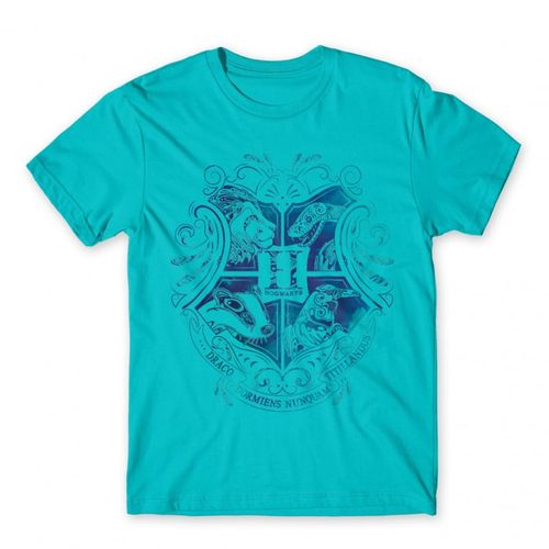 Atollkék Harry Potter gyerek rövid ujjú póló - Hogwarts Logo Art