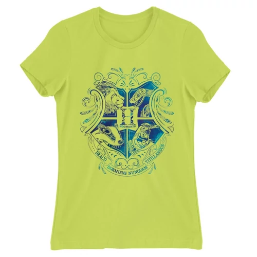 Almazöld Harry Potter női rövid ujjú póló - Hogwarts Logo Art