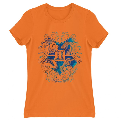 Narancs Harry Potter női rövid ujjú póló - Hogwarts Logo Art