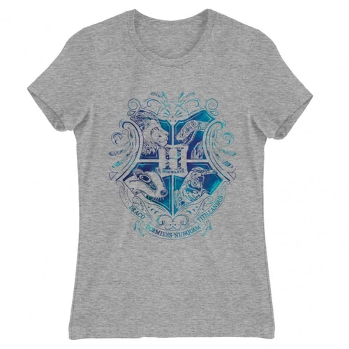 Sportszürke Harry Potter női rövid ujjú póló - Hogwarts Logo Art