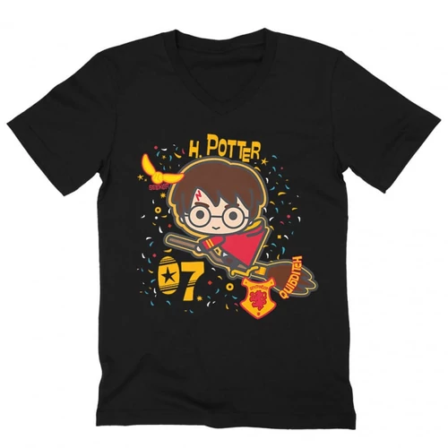 Fekete Harry Potter férfi V-nyakú póló - H. Potter 07
